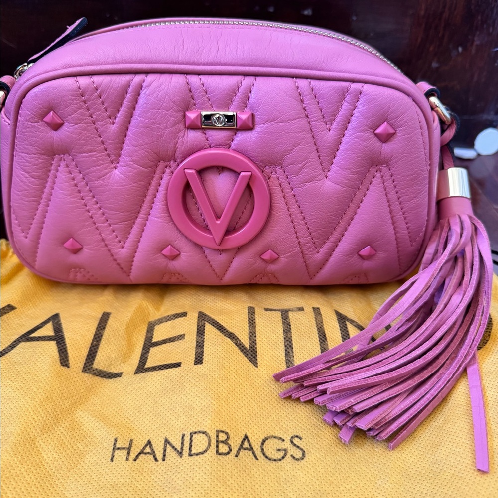 Valentino by Mario Vibrant Pink Crossbody Bag with Tassel